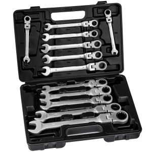 Set de llaves de trinquete de 12 piezas con maletín incluido, negro