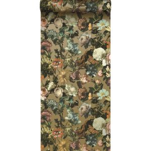 Estahome papel pintado flores oro 53 cm x 10.05 m