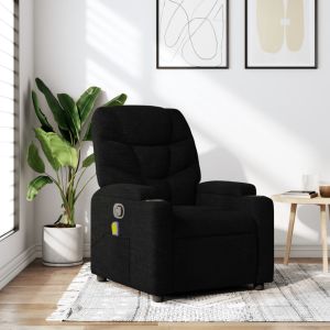 Sillón reclinable de masaje de tela negro qweo4021