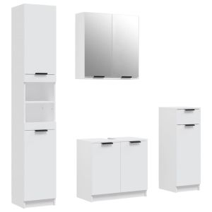 vidaXL juego de muebles de baño 4 piezas madera contrachapada blanco