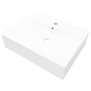 vidaXL lavabo de cerámica rectangular con orificio de grifo 60x46 cm