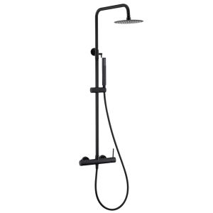 Valaz barra de ducha monomando redonda ajustable 120cm negro mate - 25cm