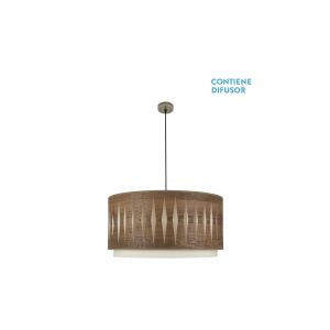 CoLGante alexandra 3xE27 cuero/madera oscura regx60x60 cm