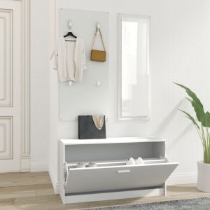 Set de mueble zapatero 3 en 1 madera contrachapada blanco