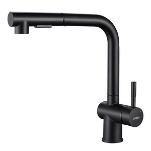 Grifo de cocina de acero inoxidable, mezclador de fregadero negro giratorio