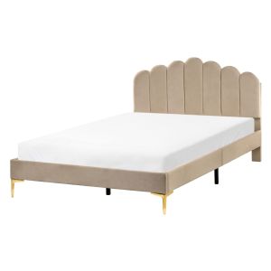 Cama terciopelo sauvian 140 x 200 cm gris pardo