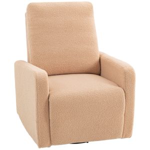 Sillón reclinable 76x94x100 cm borreguito, espuma color marrón Homcom