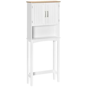 Mueble sobre inodoro 64x22x165 cm mdf color blanco kleankin, hogar - baño