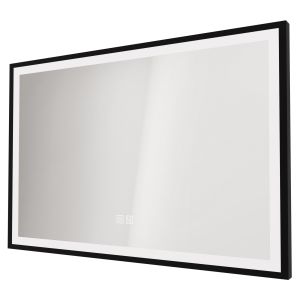 Espejo con iluminación selena - marco de aluminio negro - 90 x 60 cm