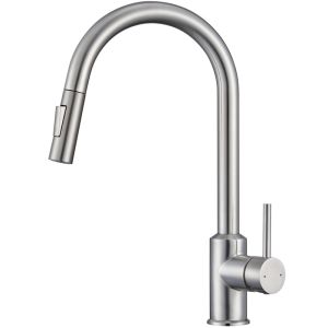 Grifo de cocina cepillado - acero inoxidable - ducha 40 cm