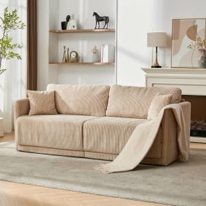 Sofá cama convertible tapizado beige 2 plazas