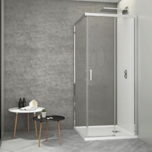 Frontal de ducha + puerta corredera johnson  100 cm sin decorado 90 cm