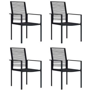 vidaXL sillas de jardín 4 unidades ratán de PVC negro