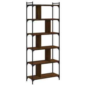 vidaXL librería 6 estantes madera ingeniería marrón roble 76x32x192 cm