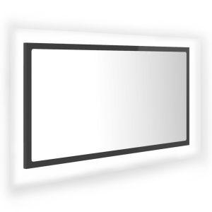 vidaXL espejo de baño acrílico gris brillo 80x8,5x37 cm