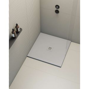 Plato de ducha poalgi - 80x80 cm - humo - extraplano, antideslizante