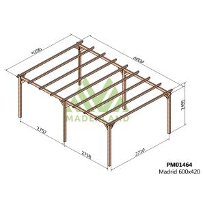 Pérgola de madera maciza - madrid 600x420cm (maderland)