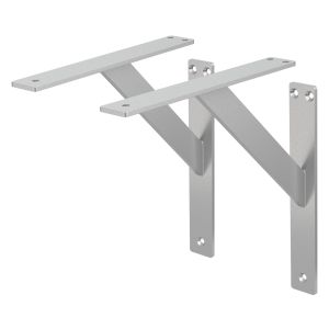 Set de 2x soporte de estante 240x240 mm plata de aluminio