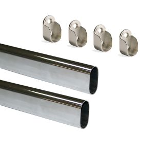 Emuca lote de 2 barras para armario ovalada 30x15mm de logitud 0.95m con