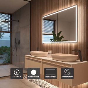 LEDimex-espejo francia 100x80 LED cuadrado luz frontal