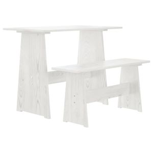 Mesa de comedor con banco reine madera maciza de pino blanco