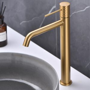 Imex - grifo monomando lavabo caño alto oro serie génova