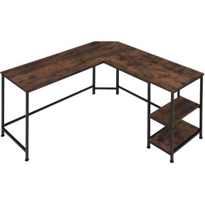 Escritorio industrial con 2 estantes 138 x 138 x 75,5 cm madera oscura