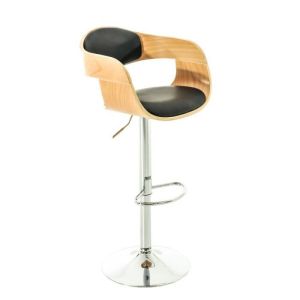 Taburete de bar regulable - polipiel negra - 1 ud