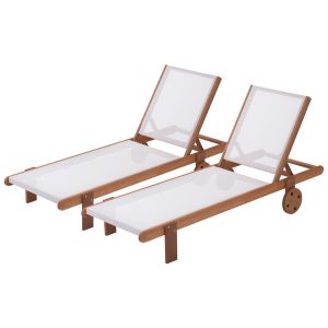 Juego de 2 tumbonas en madera exótica saïgon - "maple" - marrón claro
