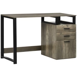 Mesa de escritorio melamina de madera, metal color marrón 119.5x56x76.8 cm