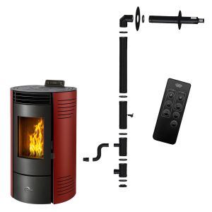 Estufa de pellets azora 11,6 kw burdeos sannover + kit de instalación