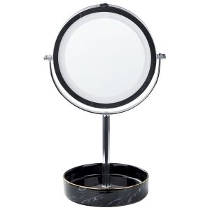 Espejo de maquillaje LED savoie negro/plateado