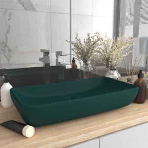 Lavabo rectangular de lujo cerámica verde oscuro mate 71x38cm es2248