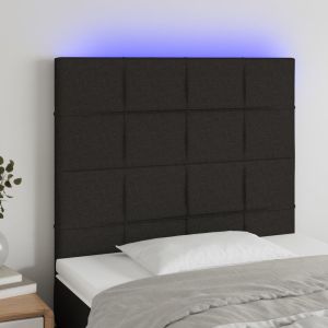 Cabecero con luces LED tela negro 80x5x118/128 cm eso2499