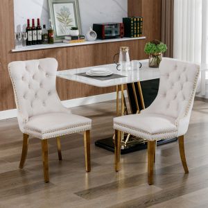 Sillas,madera maciza,terciopelo,dos piezas, beige y dorado.
