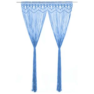 vidaXL cortina de macramé algodón azul 140x240 cm
