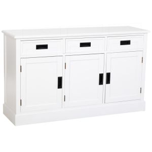 Aparador de madera blanco con 3 puertas y 3 cajones 135x40x80.5h cm