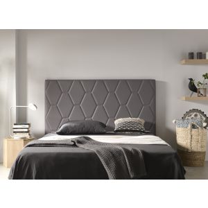 Cabecero ágata para cama de 160 de polipiel gris 165x115x8.