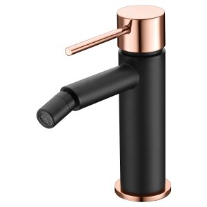 Imex - grifo monomando bidé negro rosa serie milos stick