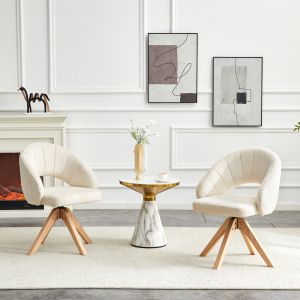 Conjunto de 2 sillas de comedor giratorias blanco estilo retro 360°