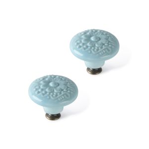 Pomo para mueble rei e523 | 44x44x35 mm | azul celeste | 2 uds.