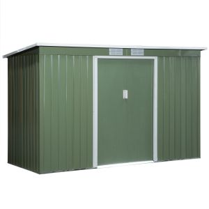 Caseta de jardín acero galvanizado, pp color verde 280x130x172 cm outsunny