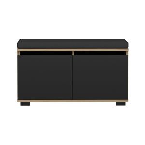 Banco zapatero brande tapizado aglomerado/textil 42x80x35 cm - roble/negro