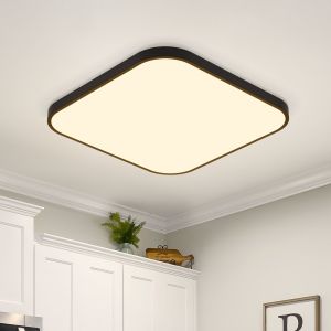 Nettlife lámpara de techo LED plana 27 cm lámpara de  negro blanco cálido