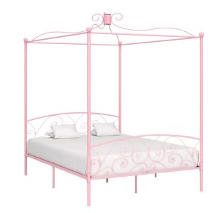 Cama con dosel - 180x200 cm metal rosa