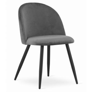 Silla valora bello de terciopelo gris oscuro con patas negras