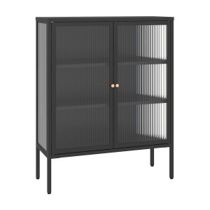 Vitrina vinterhavn con 2 puertas 3 compartimentos acero 100x80x30cm negro