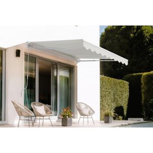 Toldo monobloque blanco vecchio de 2,5 m x 2 m, lona beige
