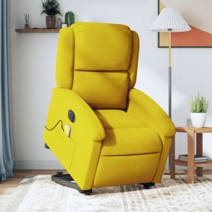 Sillón reclinable masaje eléctrico elevable terciopelo amarillo qweo7771