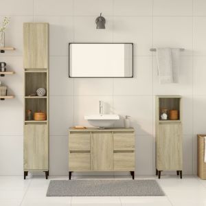 Set de muebles de baño 3 pzas madera contrachapada roble sonoma